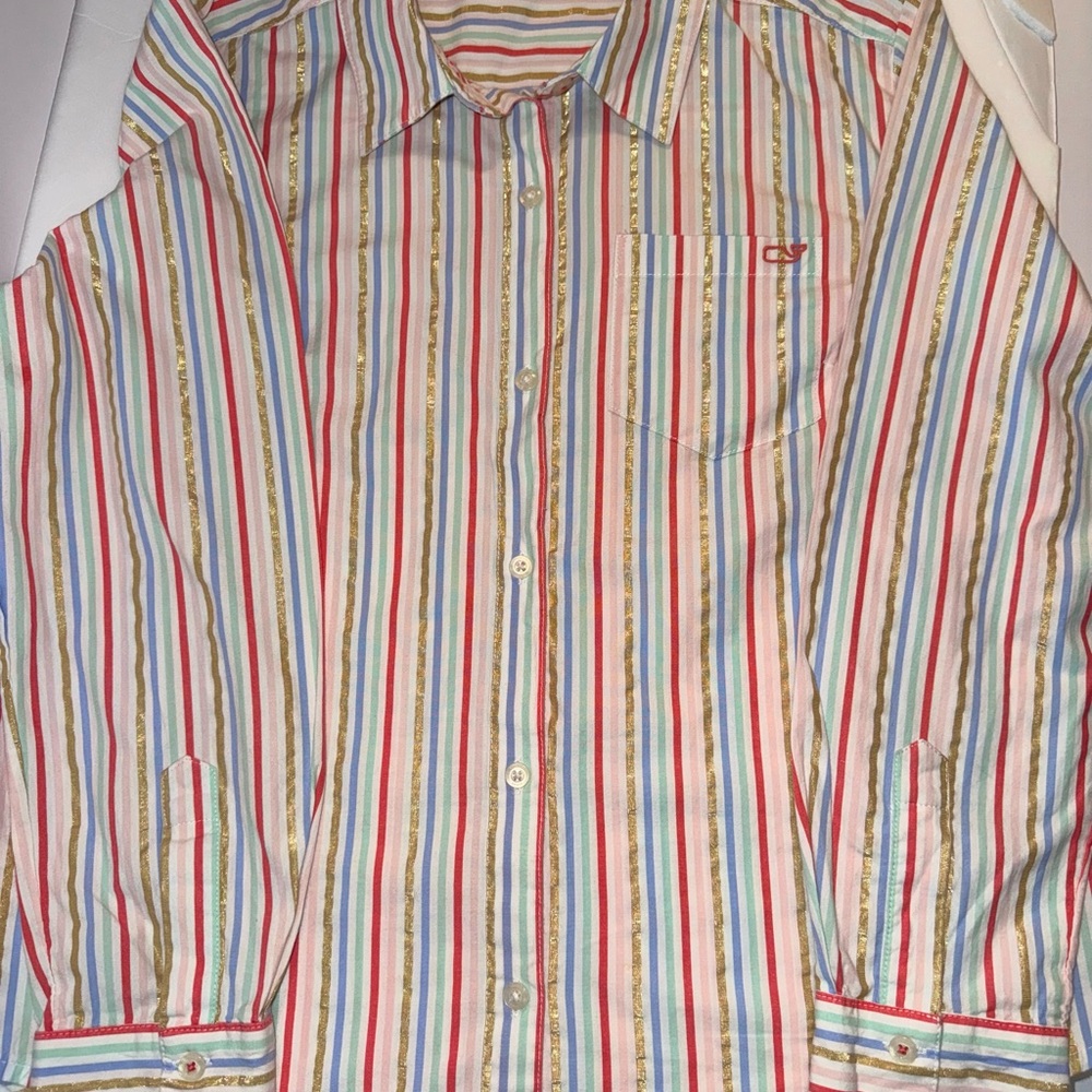 Vineyard Vines Girls' Striped Button-Down Shirt Size 14